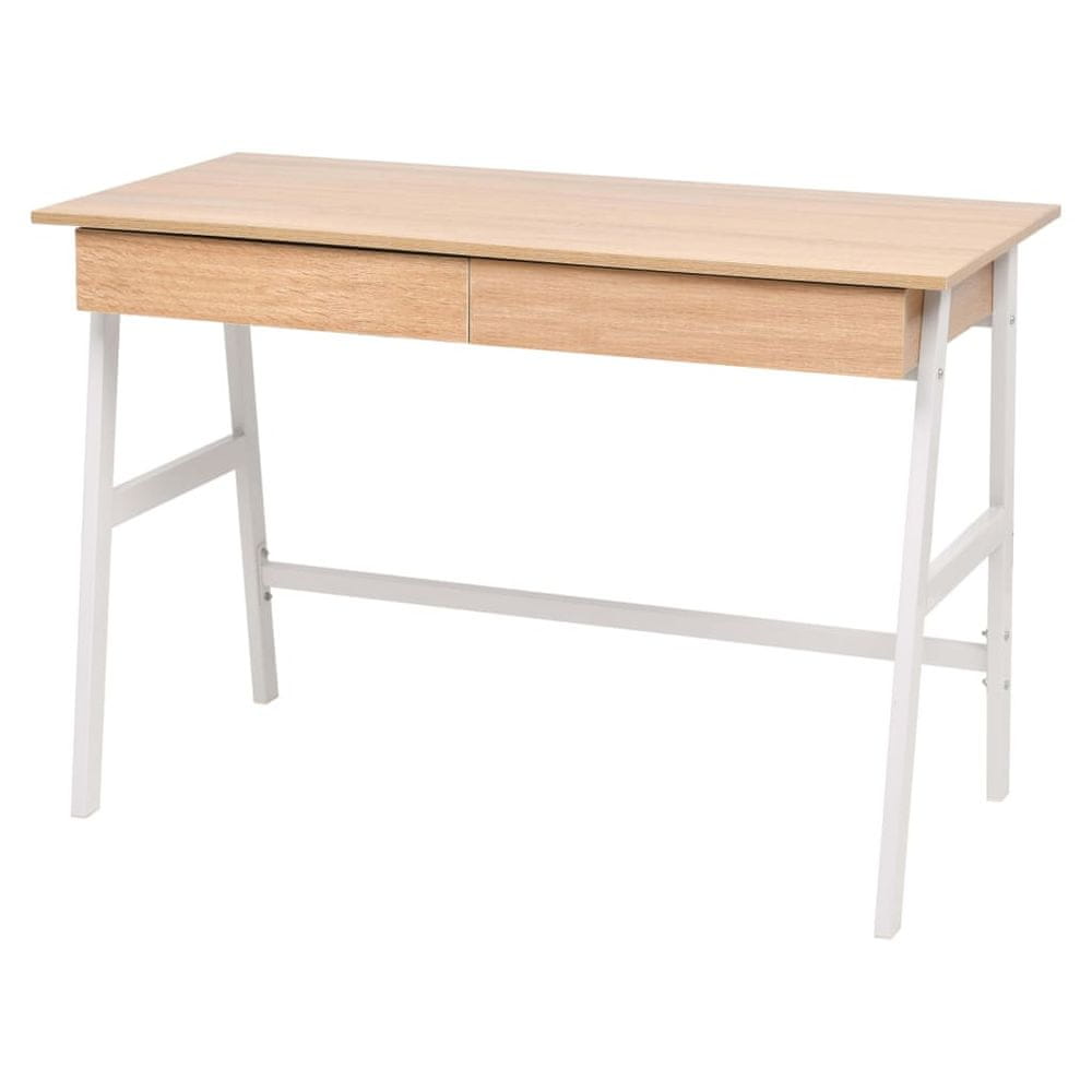 Vidaxl Písací stôl 110x55x75 cm dubovo-biela farba